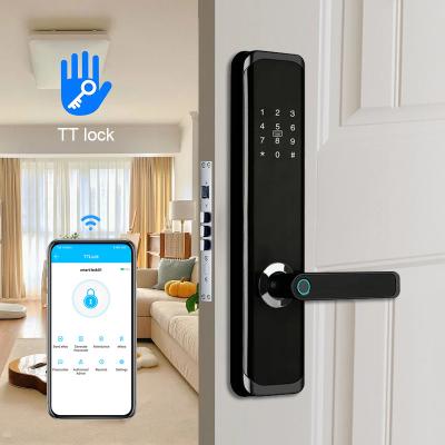 China Schwarze Wohnung Smart Door Lock TTLock App Schwerlast Fingerabdruck Türschloss zu verkaufen