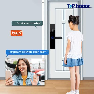 China Tempered Glass Front Door Smart Locks Fingerprint Card Acess Anti Peep Password zu verkaufen