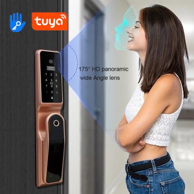 China Tuya WiFi Smart 3D Gesichtserkennung Digital Lock mit Peephole Snapshot Touch Panel zu verkaufen