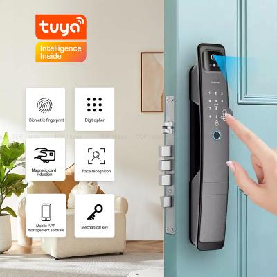 China Peephole Camera Smart Face Recognition Door Lock Tuya Password Fingerprint Card zu verkaufen