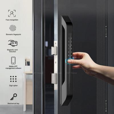 中国 Tuya Partition Smart Sliding Door Lock Fingerprint Card Password Smartphone Access 販売のため