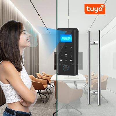 China Tuya Smart Fingerprint Door Lock 3D Face Passcode IC Card Glass Door Biometric Lock zu verkaufen