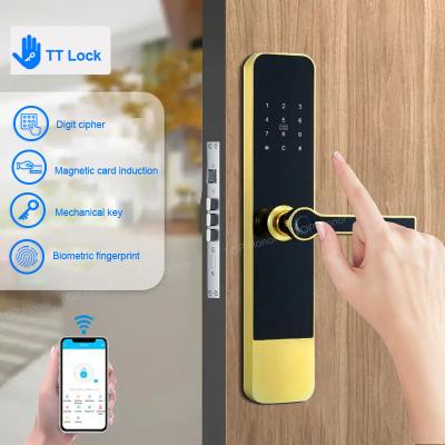 China Apartment Grip Open Smart Fingerabdruck Türschloss TTLock App Fernsteheröffnung Türschloss zu verkaufen