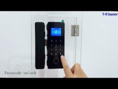 Office Digital Smart Glass Door Lock TFT Screen Biometric Password IC Card Access