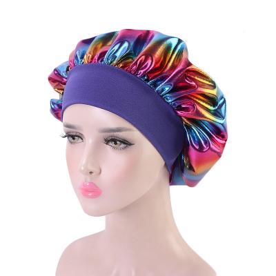 China DecorateÂ   Satin Hair Hood Sleep Cap For Women Curly Hair, Girls Wide Band Satin Night Sleep Caps Head Cover Hats For Natural Hair for sale