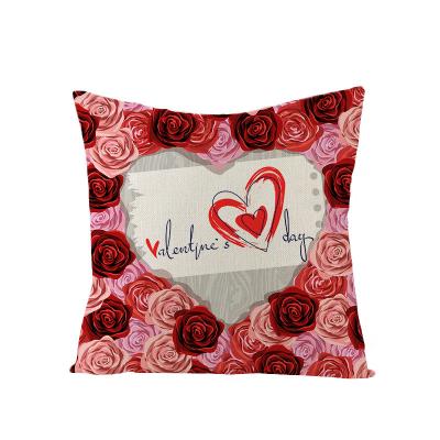 China Red Printed Sofa Bed Romantic Decor Pillow Cover Home Gift Valentines Day Gift Heart Love Cushion Cover Decor Pillow Case for sale