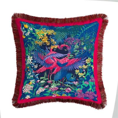 China European 100% Polyester Animal Birds Pillow Case Double Sided Printed Sofa Cushion Cover for sale