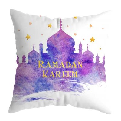 China Wholesale Viable Ramadan Pillowcase Eid Mubarak Moon Printing Sofa Cushion Cover for sale