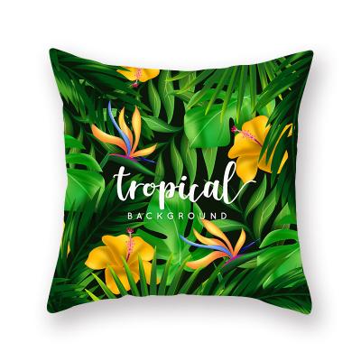 China Tree/Leaf Plant Christmas Gift Simple Tropical Decorative Peach Velvet Tile Cushion Cover Square for sale