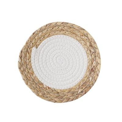 China Handmade Weave Place Mat Non-slip Sustainable Hot Selling Corn Husk Cotton Rope Around Insulation Table Mats for sale