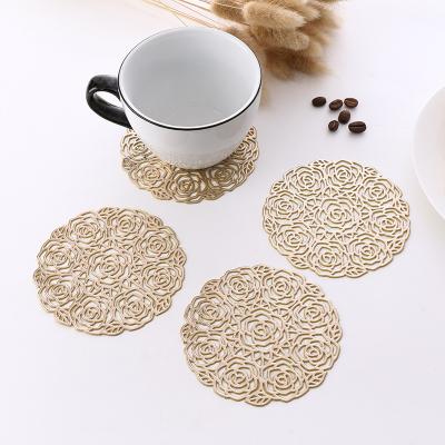 China Non-Slip Oil Viable PVC Water Resistant Hollow Out Kitchen Coaster Mat Insulation Pad Dish Coffee Cup Mat for sale