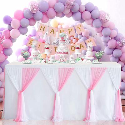 China Pink 6ft Tulle Simply Table Skirt Kind Reveal Party Or Cake Dessert Buffet Banquet Table Decorations for sale