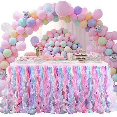 China Simple Party Tutu Table Skirt. 9ft Table Skirt with Double Layer Organza Willows for Unicorn Party Supplies for sale