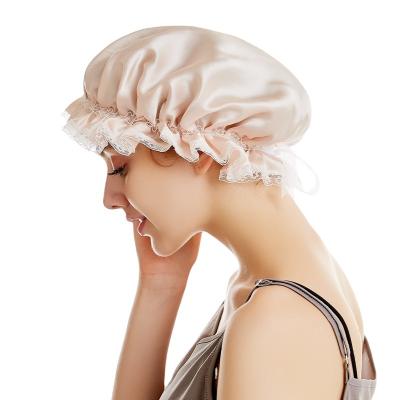 China Custom Wholesale Eco-Friendly Logo Luxury Hair Bonnet Satin Head Sleep Silk Hat for sale