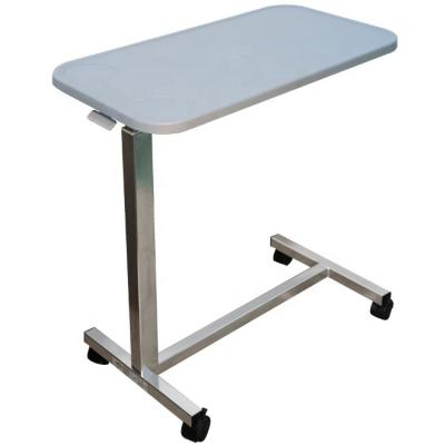 China Adjustable Overbed Table Overbed Table JM0603 Hospital Steel With Plastic Hospital Furniture Top For Hospital CE , ISO 13485 Easy To Move Modern for sale