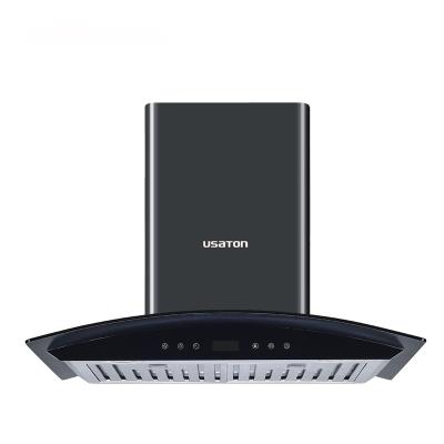 China Household Made In China Kitchen Hood Appliances Tempered Glass Kitchen Cooker Extractor Chimney Hood for sale