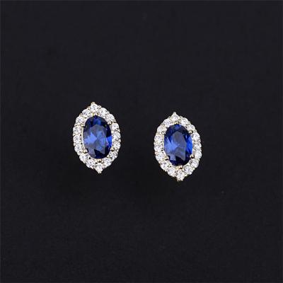 China Vintage Design Women Jewelry Sterling Silver Sapphire Zircon Stud Earrings for sale