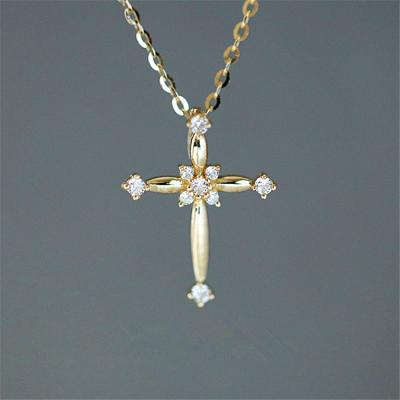 China Custom Newest Vintage Fashion Design Gold Plated S925 Zircon Cross Pendant Necklace for sale