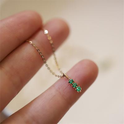 China Trendy Design Style Korean Green Zircon Sterling Silver Pendant Necklace for sale