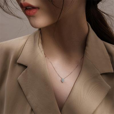 China TRENDY Rhodium plated trendy full zircon women Teardrop pendant necklace for sale