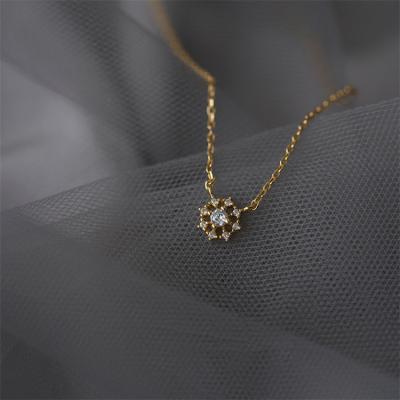 China FASHIONABLE Custom Pure Gold Plating Jewelry Design Silver Girls Flower Charm Necklace for sale