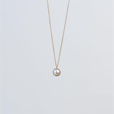 China TRENDY 2022 14K Gold Plated Minimalist Elegant Design Sterling Silver Pearl Necklace for sale