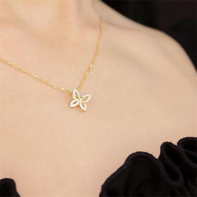 China Newest Ins Style Romantic Jewelry s925 Gold Plated Women Butterfly Necklace for sale