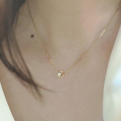 China 2022 Cute Small Sterling Silver Gold Plating White Zircon Heart Necklace for sale