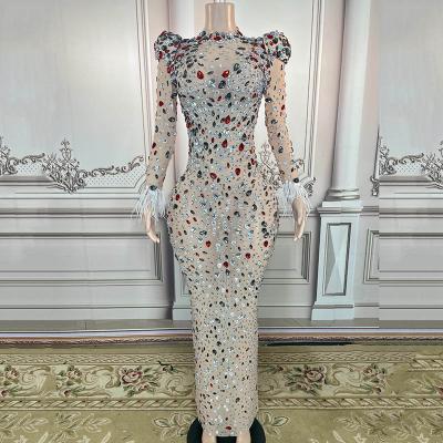 China Hot Selling Colorful Elegant Diamond Long Gown Evening Dress Party Celebrity Prom Club Dress Cheap Unique Item Gzrose Y1987-Ab Anti-wrinkle for sale