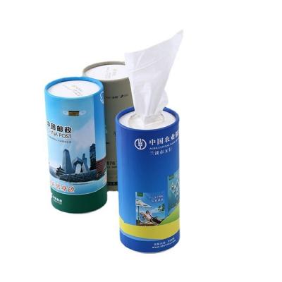 China Customized Good Quality Cheap Hot Selling Cylindrical Car Disposable Tissue Box Dry Disposable Facial Tissue for sale