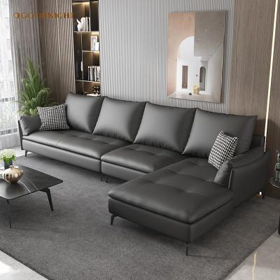 China Modern Sectional Sofas Modular Luxury Cowhide Leather Good NIGHT Living Room Sofa Set Furniture for sale