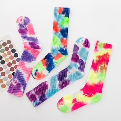 China Yiheng Breathable Gradient Color Tie Dye Slouch Sock Crew Socks Custom Logo Tie Dye Slouchy Socks for sale