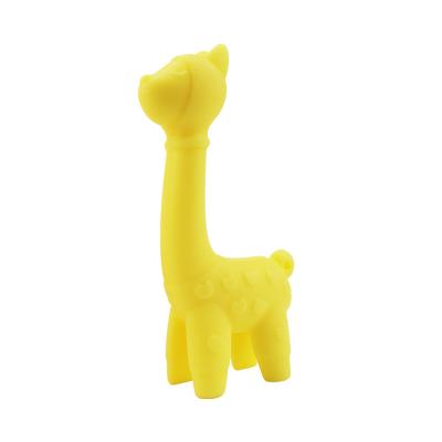 China Toy Safety Funny Fruit Soft Teethers Sweep Silicone Cute Giraffe Toys Chew Shape Animal Baby Teether for sale