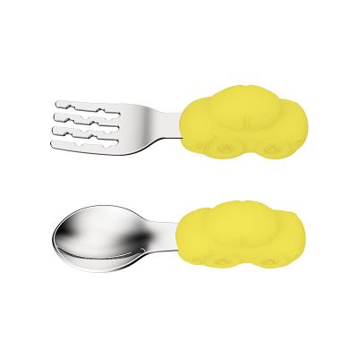 China Eco-Friendly Baby Free BPA Free Mini Feeding Spoon Fork Set Stainless Steel BPA Free Beautiful For Training for sale