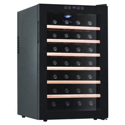 China Hotel Electric Wine Fridge 28 Bottle Single Zone Wine Cooler Black for sale