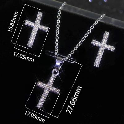 China High Quality Jewelry Set Gaby 2021 New Jewelry Set High Quality Zirconia Necklace And Earring Cubic Zirconia Jewelry Set Rhodium Plated Christ Cross Jewelry For Woman Man for sale