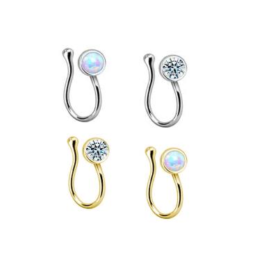 China TRENDY Gaby Nose Cuff CZ Round Fake Nose Ring Non Piercing Nose Clip Body Jewelry for sale