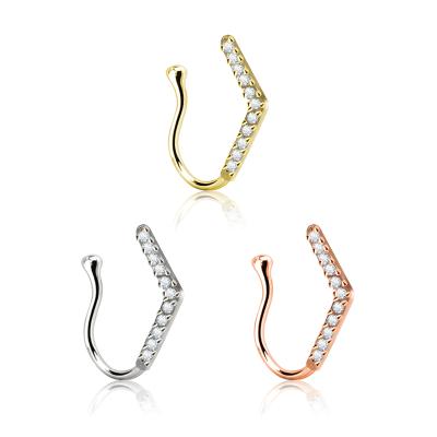 China FASHIONABLE Round Stone Nose Cuff Gaby Clip On Fake Nose Ring Non Piercing Nose Clip Body Jewelry for sale