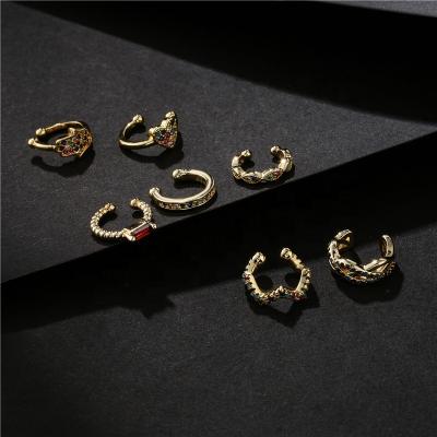 China Gaby TRENDY New Arrive CZ Gold Plated Butterfly Ear Cuff Rhinestone Ear Cuff For Women Cut On Non Piercing Earrings for sale