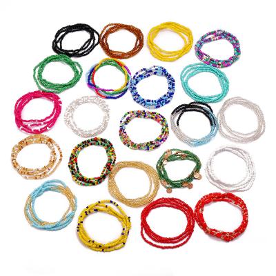 China FASHIONABLE Popular Elastic Colorful Gaby Bohemian Body Jewelry Rice Waist Beads Body Chain Waist Chain for sale