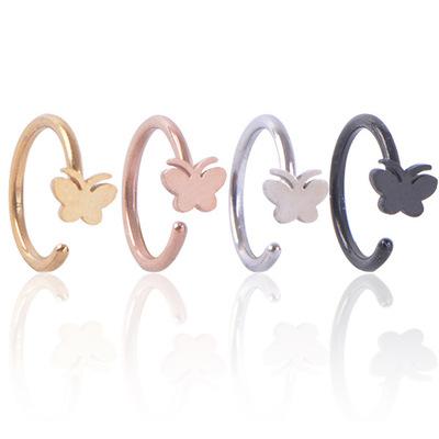 China FASHIONABLE Gaby 316L Butterfly Stainless Steel Hinge Ring Septum Nose Circle Nose Ring Piercing Jewelry for sale