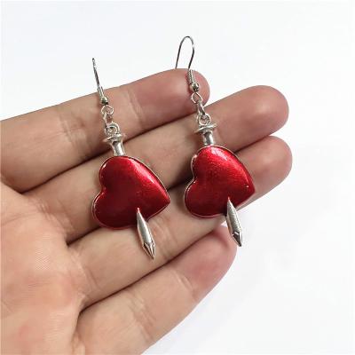 China Gaby FASHIONABLE 2022 18K Gold Red Heart Dangle Earrings Oil Drop Fish Hook Earrings for sale