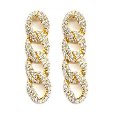 China TRENDY Gaby bling gold hoop earrings CZ earrings iced out Cuban link chain earrings for women luxury for sale