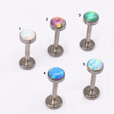 China Gaby Body Piercing Jewelry FASHIONABLE Colorful Stainless Steel Opal Labret Stud Lip Piercing for sale