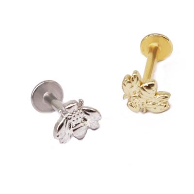 China Popular Gaby Copper Labret Studs Bee Upper Lip Studs Piercing Helix Tragus Cartilage Earring Piercing for sale