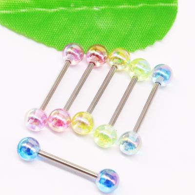 China FASHIONABLE Hot Selling Gaby Barbell Tongue Ring UV Acrylic Colorful Tongue Ring Piercing Jewelry for sale