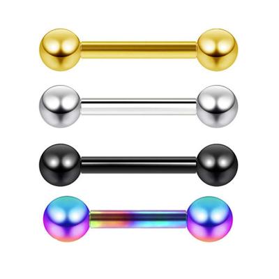 China Cute Gaby 316L Surgical Steel Gold Black Rainbow Plated Tongue Barbell 14g Nipple Barbell Piercing Jewelry for sale