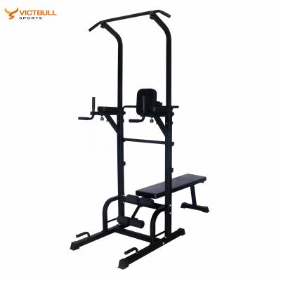 China Home Gym Equipment Fitness Power Tower Home Gym Dip Station with Bench and Digging Rope for Fitness for sale