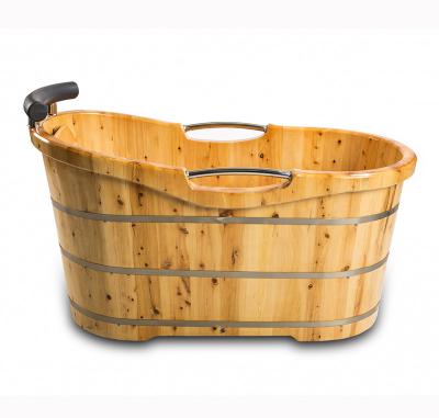 China Eco - Friendly Outdoor Portable Sauna Wooden Bathtub With Handle for sale