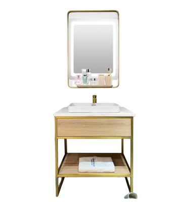 China Foshan Cabinet Bathroom Waterproof Cheap Wooden Vanity Mirror With Lights Bathroom Vanity Cabinet for sale